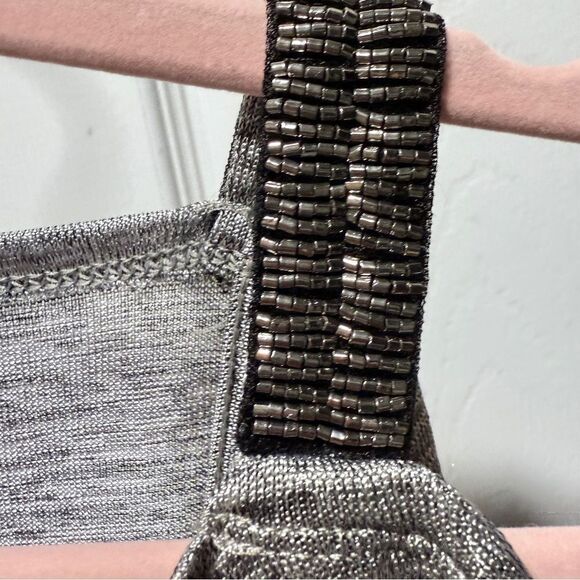 NWT WHBM Marled Gray Cold Shoulder Dolman Blouson Dress gray beaded Small - Picture 11 of 12